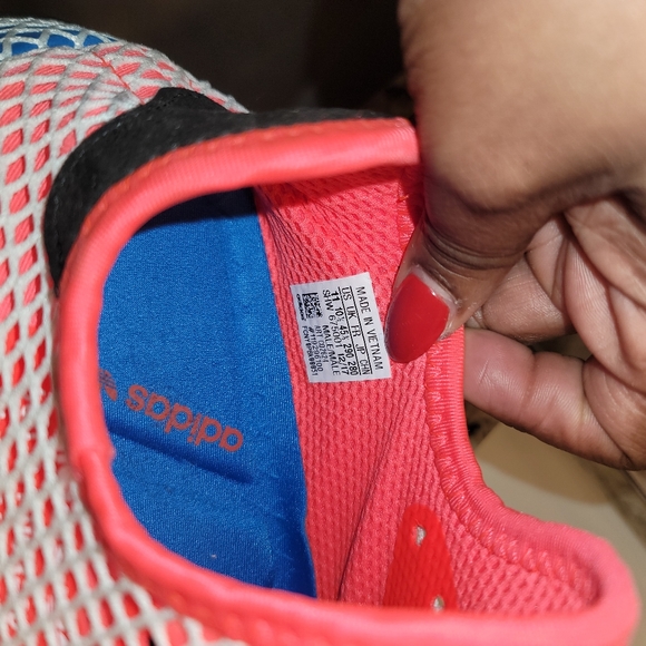 Sz 11 adidas Deerupt Solar Red Bluebird CQ2624 Men's. White Lace included. - Picture 4 of 4